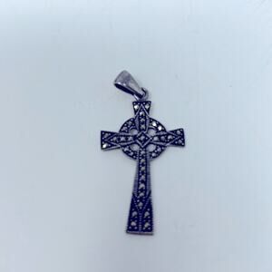 Religious Marcasite 925 Cross Pendant in Sterling Silver